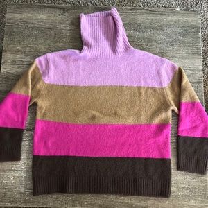 NWT Ann Taylor pink, lilac, brown, tan striped turtleneck sweater